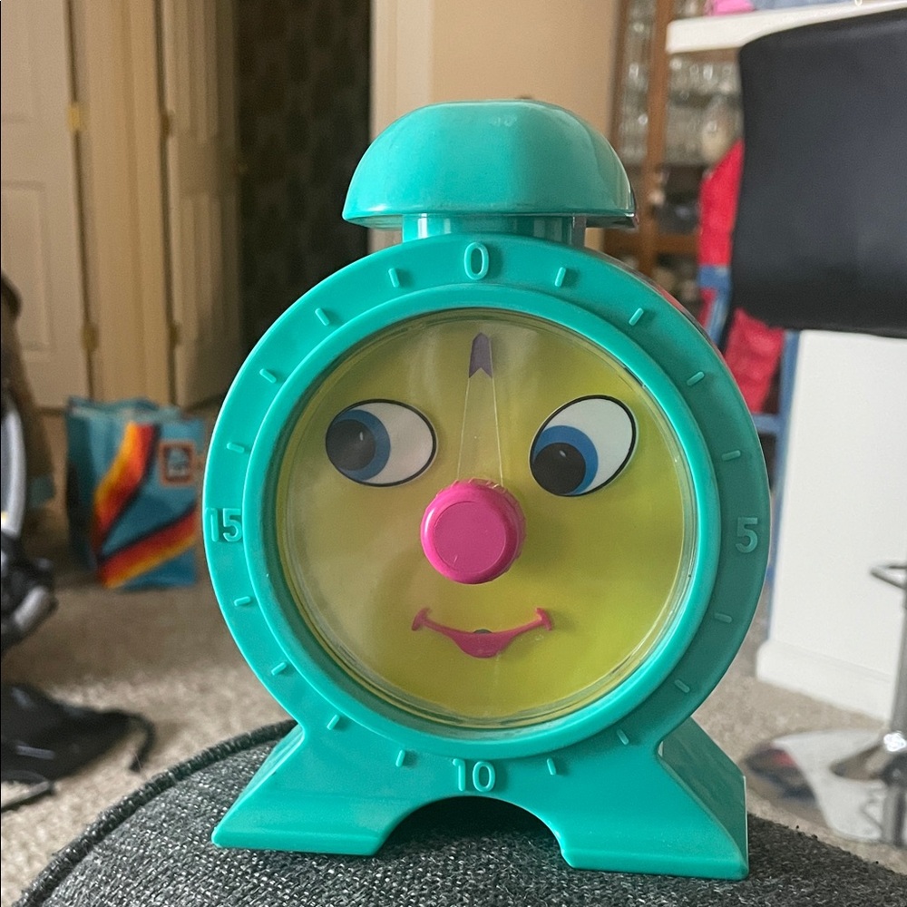 Vintage Teal and Yellow Time Out Clock rings when time out is done